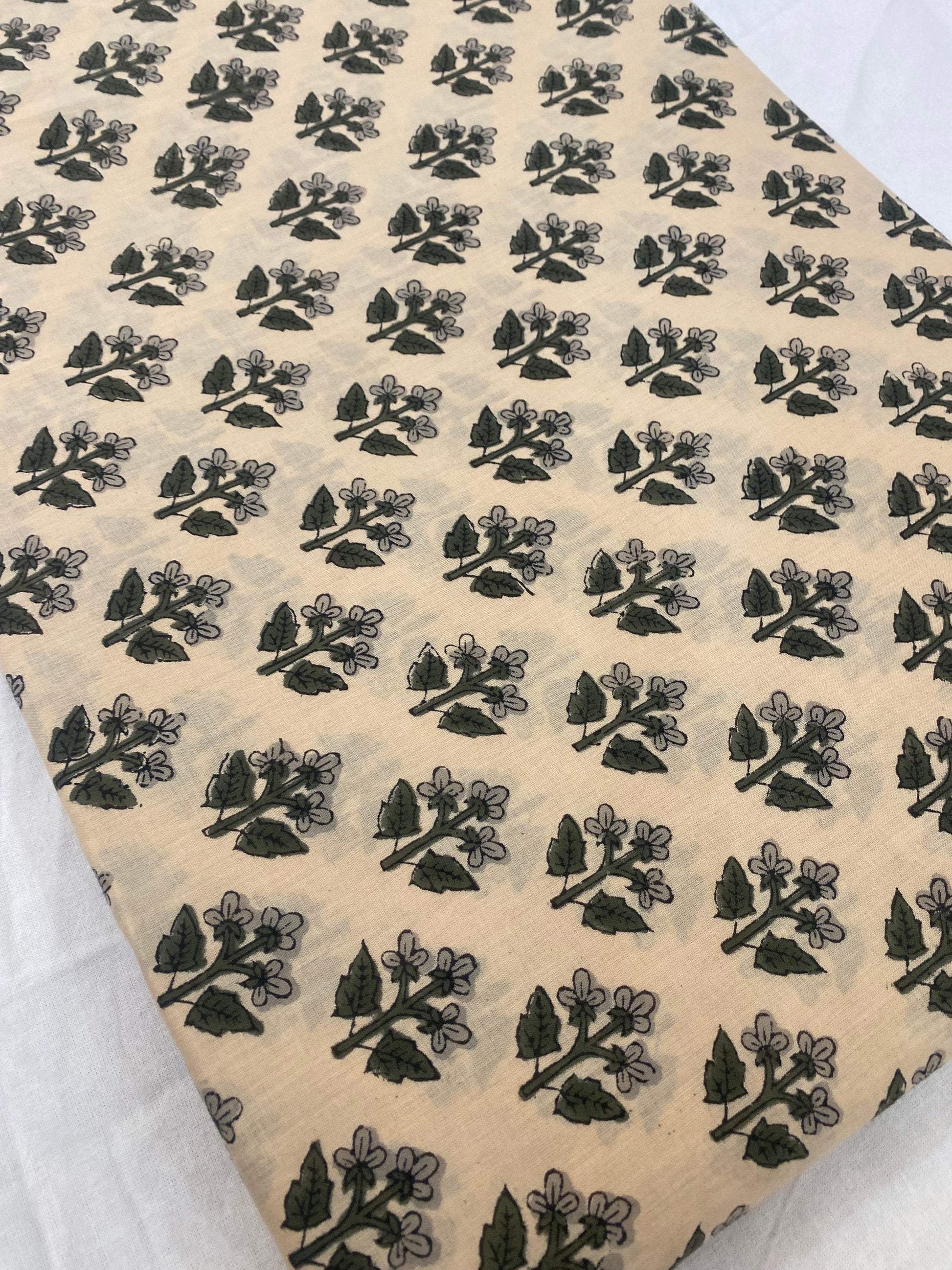 Hand block print, floral print, soft cotton fabric, Fabric modern floral fabric Indian print fabric womens dress fabric, Home Decor Fabric, - Maple Village Lane