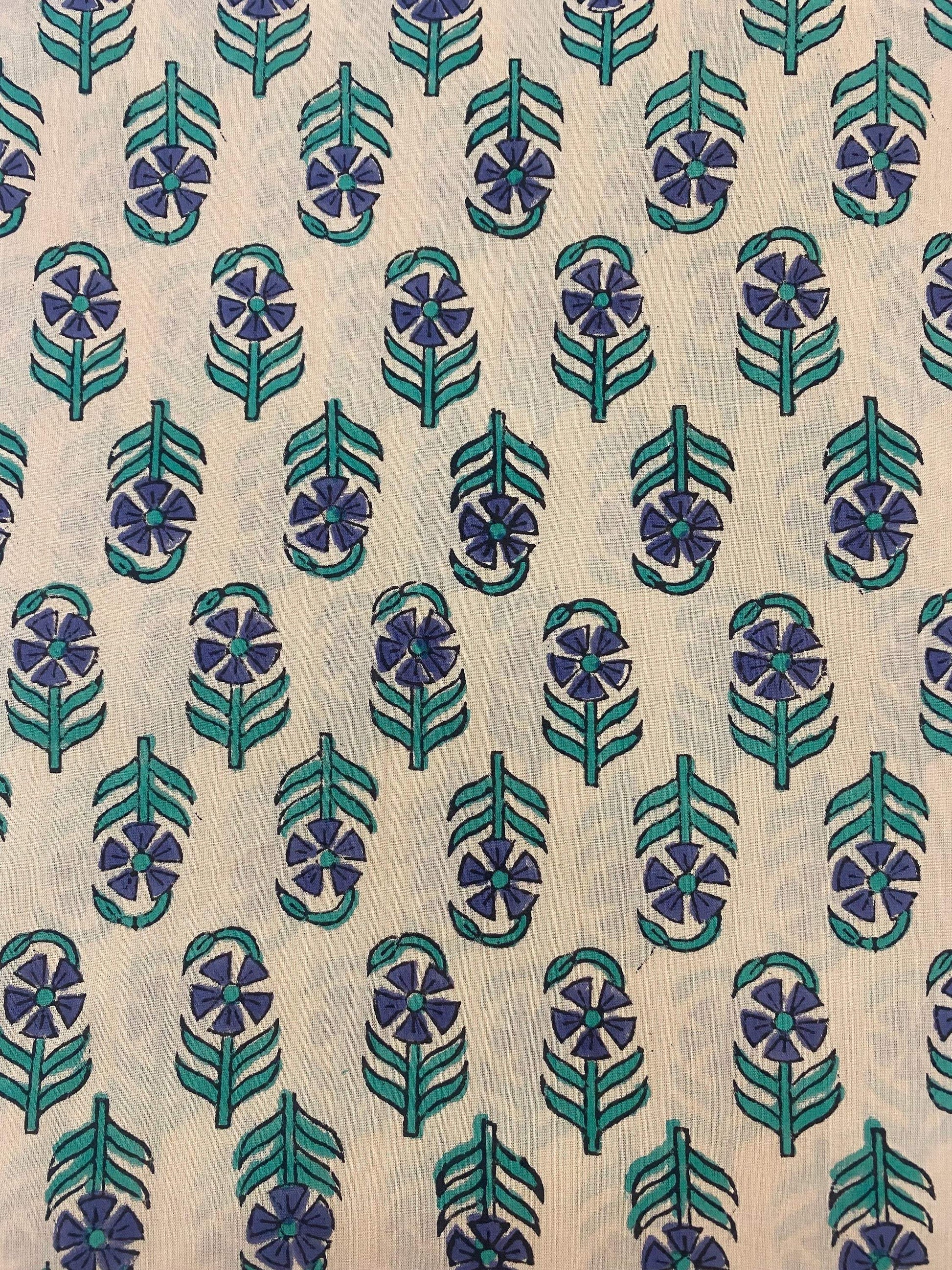 Hand block print, floral print, soft cotton fabric, Fabric modern floral fabric Indian print fabric womens dress fabric, Home Decor Fabric, - Maple Village Lane