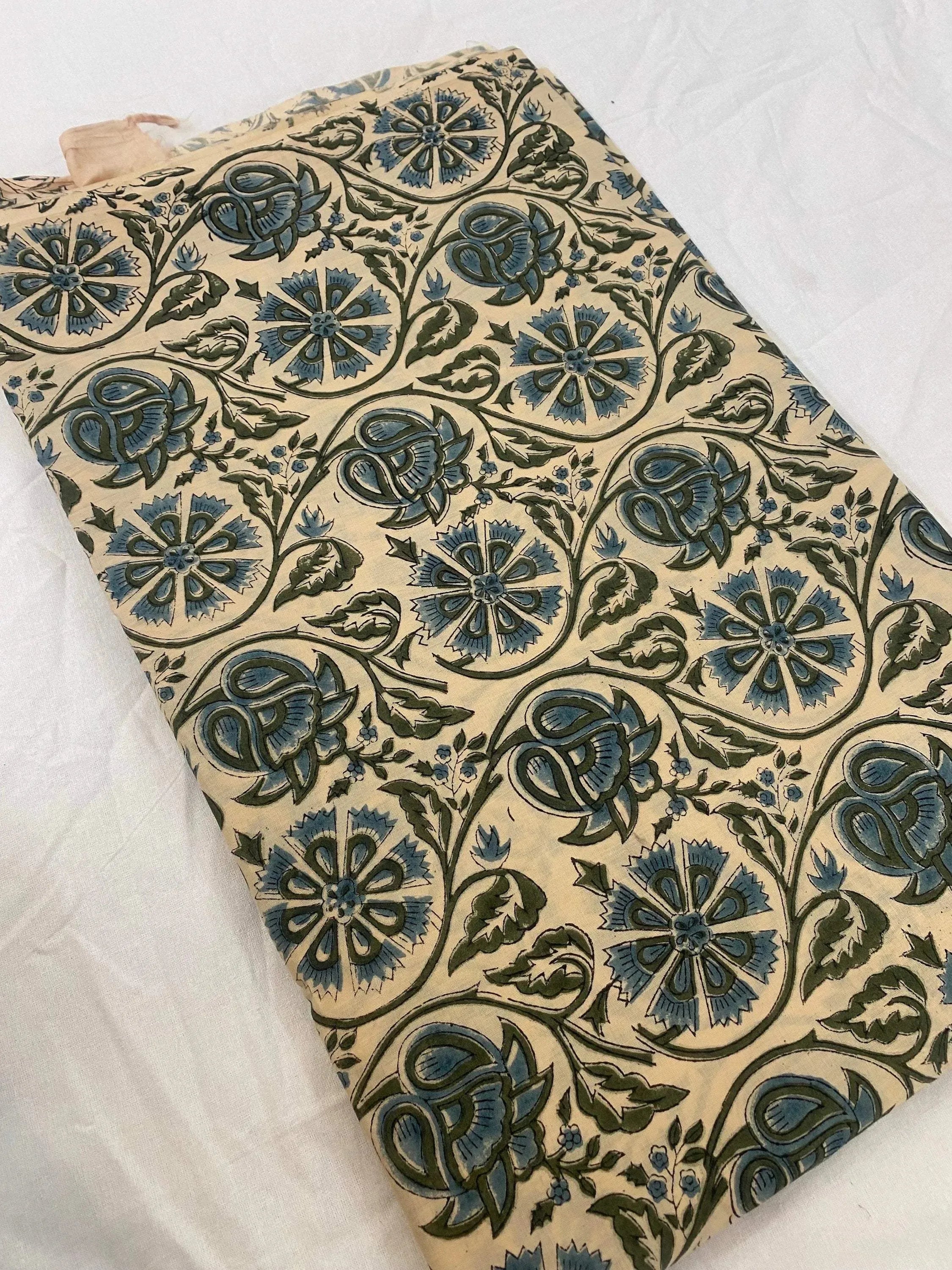 Hand block print, floral print, soft online cotton fabric, Fabric modern floral fabric Indian print fabric womens dress fabric