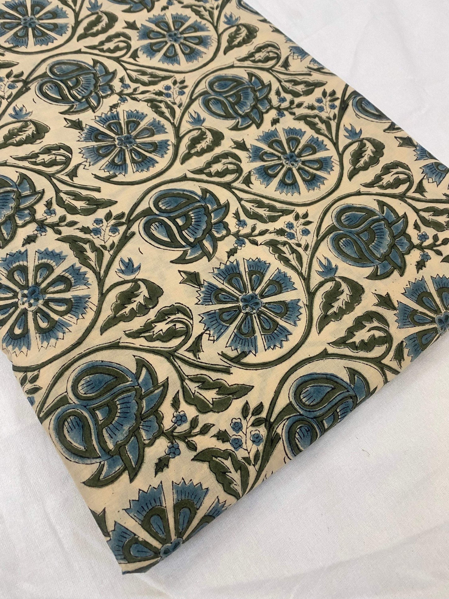 Hand block print, floral print, soft cotton fabric, Fabric modern floral fabric Indian print fabric womens dress fabric, Home Decor Fabric, - Maple Village Lane