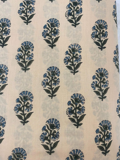 Hand block print, floral print, soft cotton fabric, Fabric modern floral fabric Indian print fabric womens dress fabric, Home Decor Fabric, - Maple Village Lane