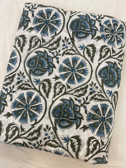 Floral print cotton fabric block print fabric dress Vegetable dyed Indian fabric robe fabric by yard women's clothing, Sewing Fabric - Maple Village Lane