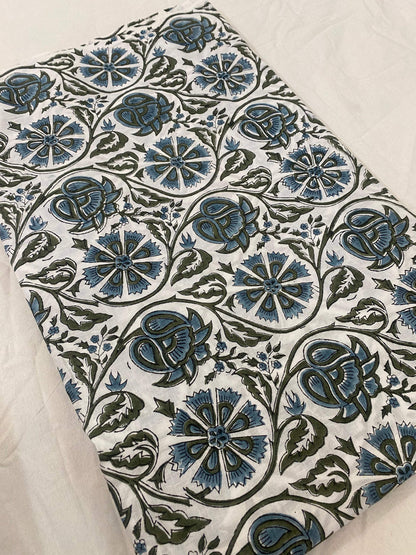 Floral print cotton fabric block print fabric dress Vegetable dyed Indian fabric robe fabric by yard women's clothing, Sewing Fabric - Maple Village Lane