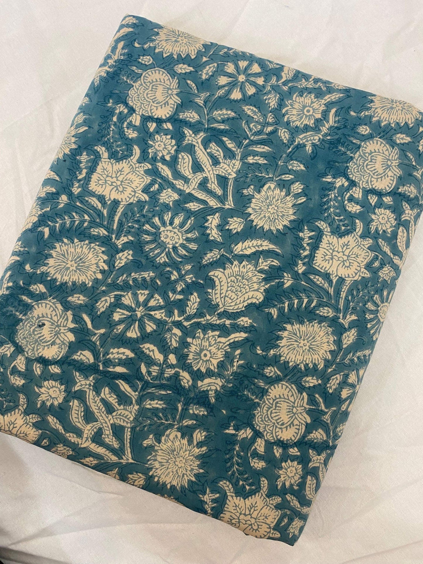 Hand block print, floral print, soft cotton fabric, Fabric modern floral fabric Indian print fabric womens dress fabric, Home Decor Fabric, - Maple Village Lane