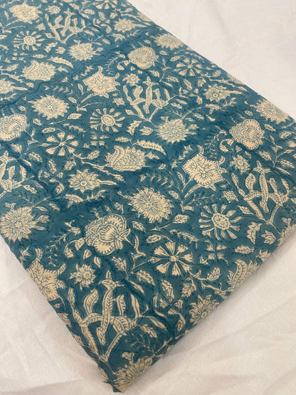 Hand block print, floral print, soft cotton fabric, Fabric modern floral fabric Indian print fabric womens dress fabric, Home Decor Fabric, - Maple Village Lane