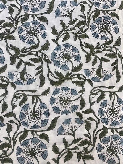 Floral print cotton fabric block print fabric dress Vegetable dyed Indian fabric robe fabric by yard women's clothing, Sewing Fabric - Maple Village Lane