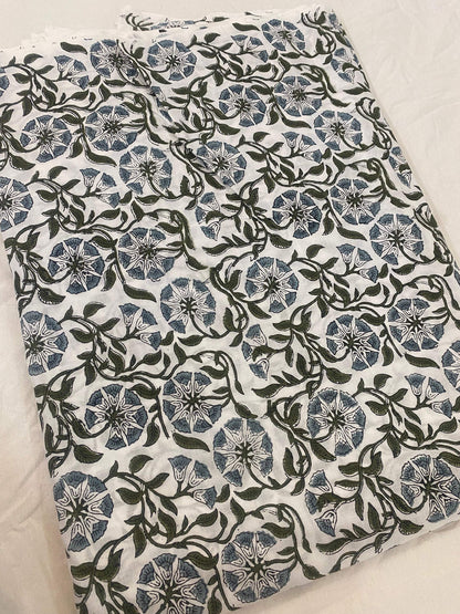 Floral print cotton fabric block print fabric dress Vegetable dyed Indian fabric robe fabric by yard women's clothing, Sewing Fabric - Maple Village Lane