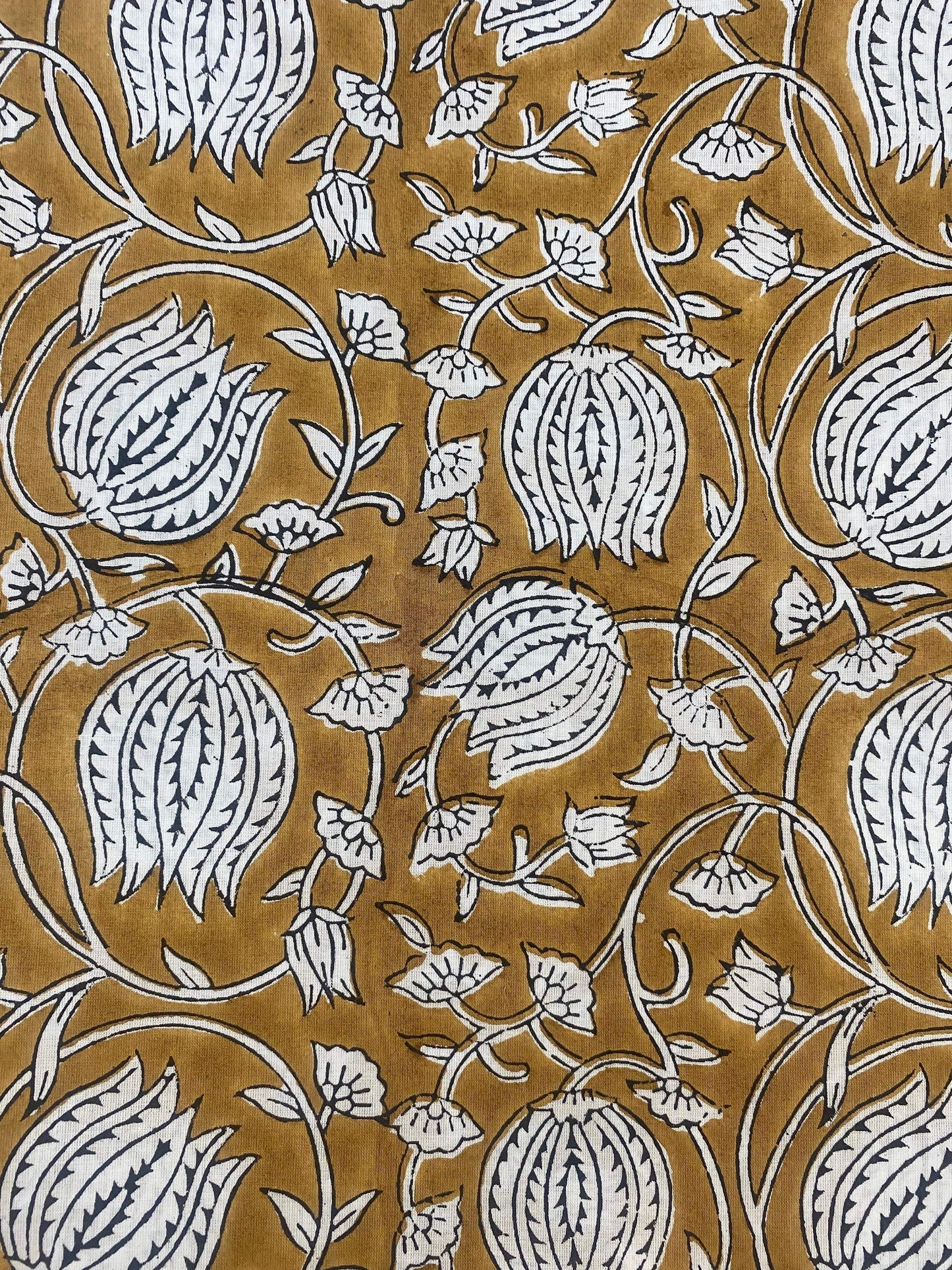 Floral Print Block Print Fabric 100% Cotton Indian Fabric, Hand Printed Natural Vegetable Dye Soft Cotton Woman Dress Fabric By Yard - Maple Village Lane