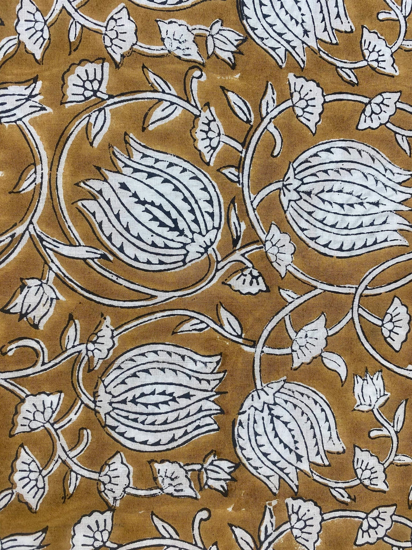 Floral Print Block Print Fabric 100% Cotton Indian Fabric, Hand Printed Natural Vegetable Dye Soft Cotton Woman Dress Fabric By Yard - Maple Village Lane