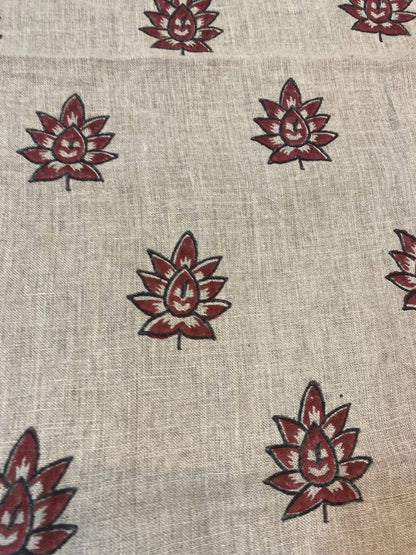 58" inches Indian Hand Block Print Fabric, Indian Linen Fabric, Block Print Fabric, Designer Floral Printing Fabric, Upholstery fabric,