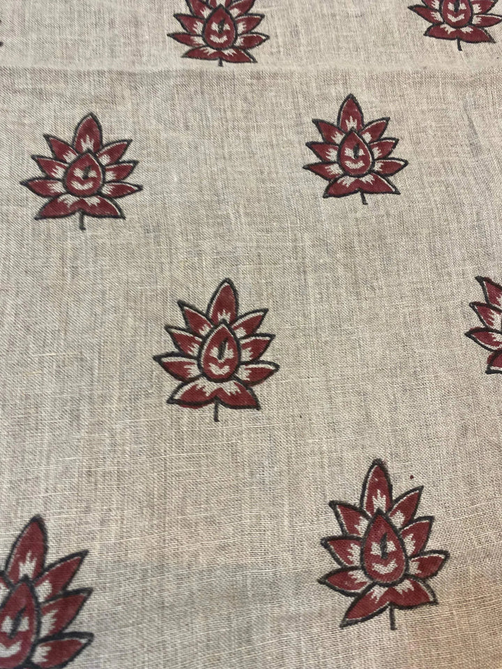 58" inches Indian Hand Block Print Fabric, Indian Linen Fabric, Block Print Fabric, Designer Floral Printing Fabric, Upholstery fabric, - Maple Village Lane
