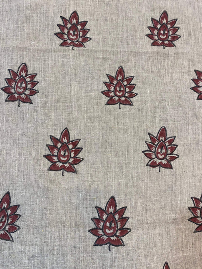 58" inches Indian Hand Block Print Fabric, Indian Linen Fabric, Block Print Fabric, Designer Floral Printing Fabric, Upholstery fabric,