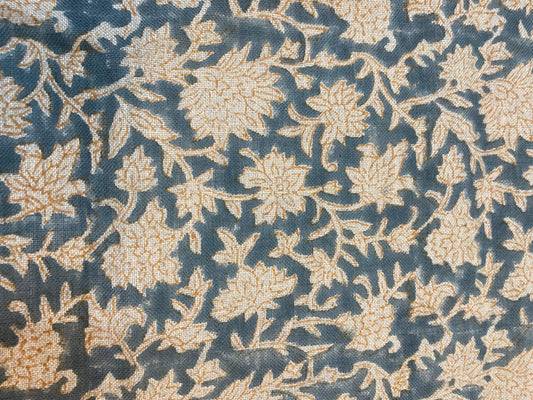 Linen fabric, Fabric by yard, Hand printed fabric, Block Print Fabric, Indian Fabric