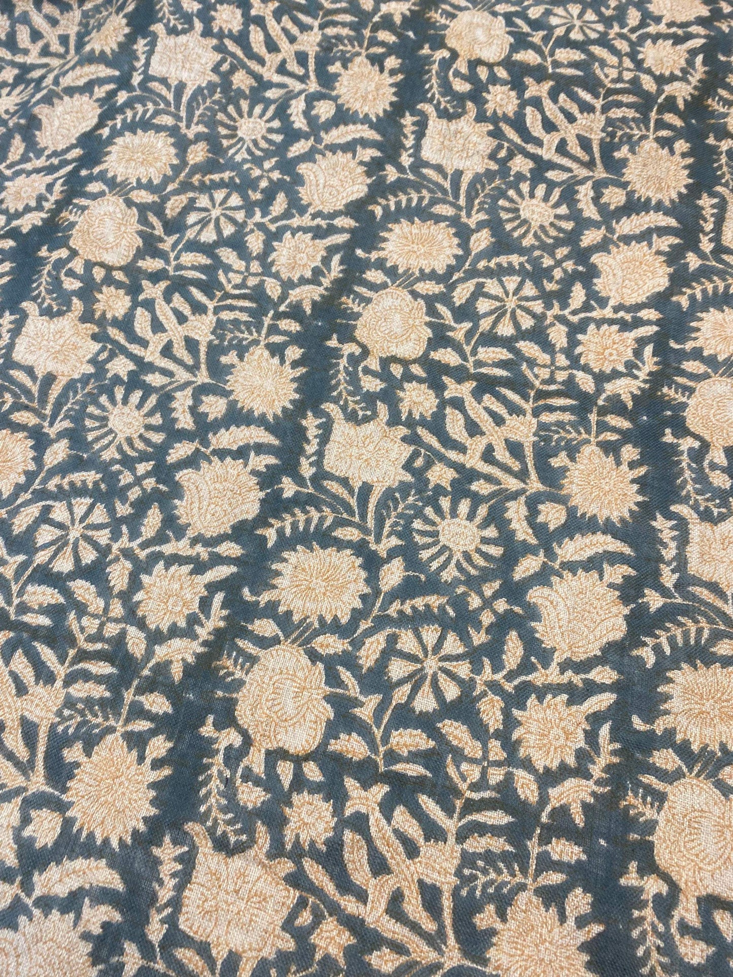 LLOZZI || Hand Block Printed Linen Fabric , Home Decor Best Linen Fabric for Upholstery , pillows ,upholstery, curtain Fabric , Chair Fabric - Maple Village Lane