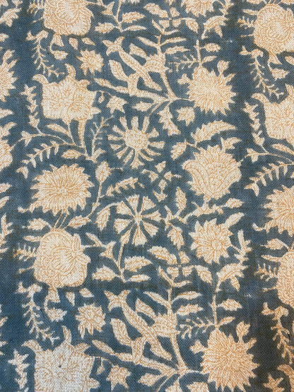 LLOZZI || Hand Block Printed Linen Fabric , Home Decor Best Linen Fabric for Upholstery , pillows ,upholstery, curtain Fabric , Chair Fabric - Maple Village Lane