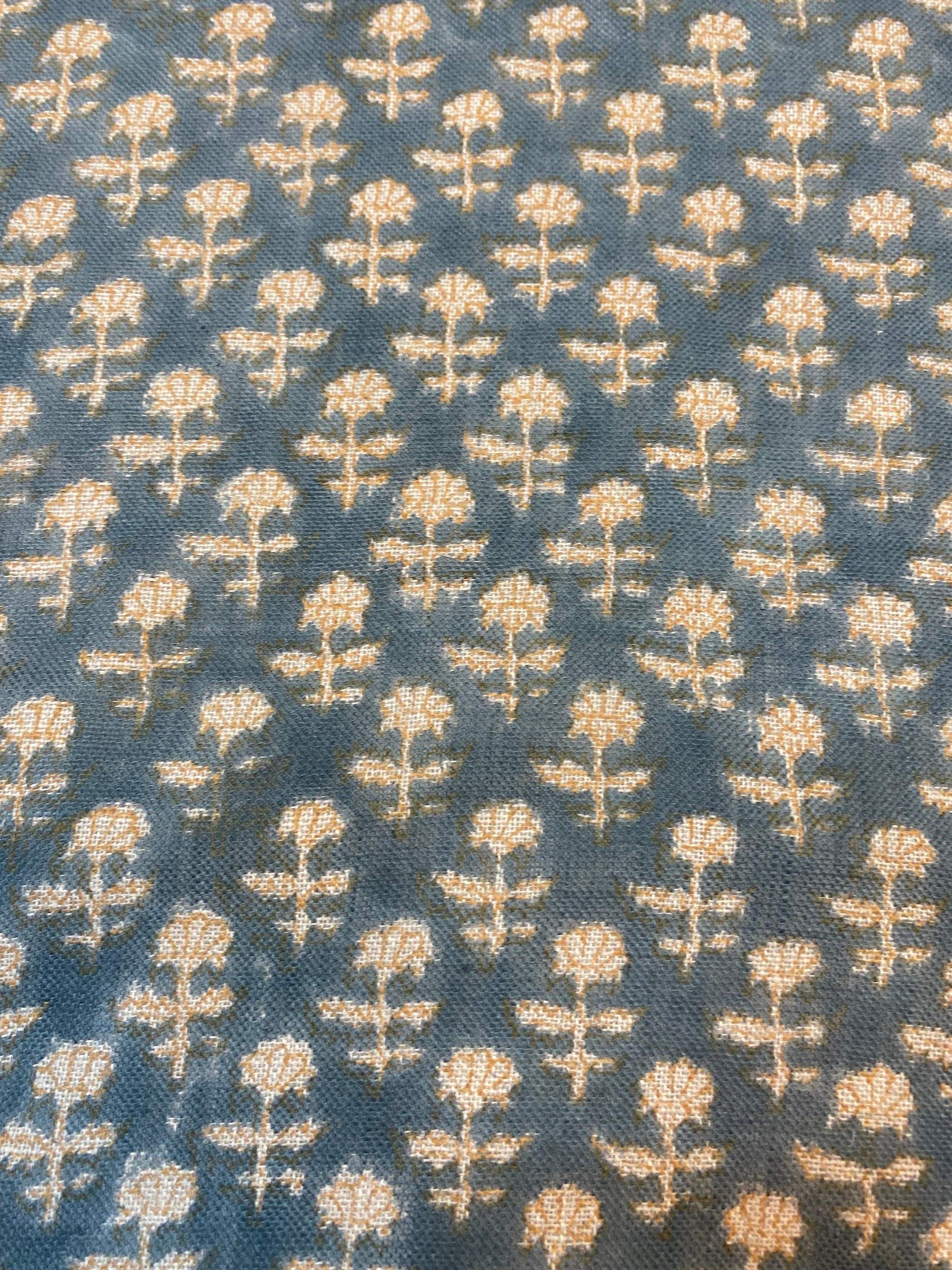 BUTTERFLY || Hand Block Printed Linen Fabric , Home Decor Best Linen Fabric for decor, pillows ,upholstery, curtain Fabric , Chair Fabric - Maple Village Lane