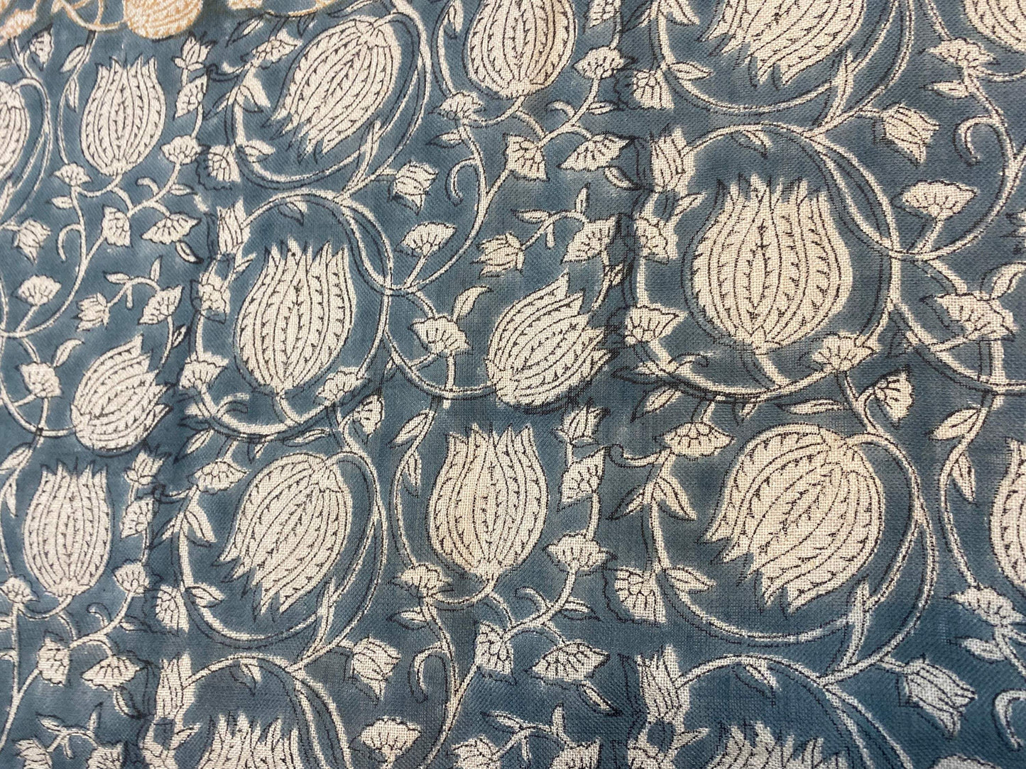 LOTUS || Hand Block Printed Linen Fabric , Home Decor Best Linen Fabric for decor, pillows ,upholstery, curtain Fabric , Chair Fabric - Maple Village Lane