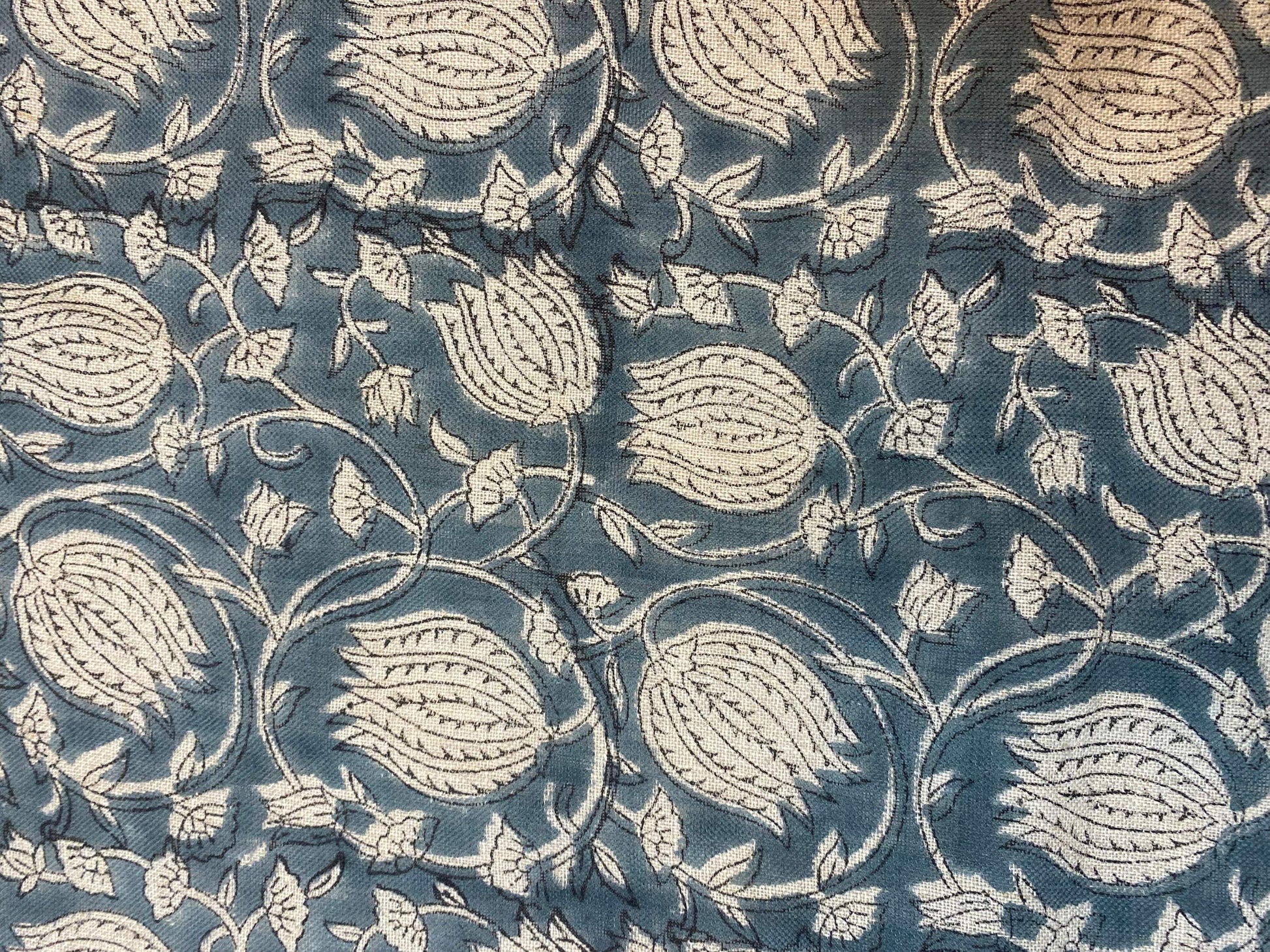 LOTUS || Hand Block Printed Linen Fabric , Home Decor Best Linen Fabric for decor, pillows ,upholstery, curtain Fabric , Chair Fabric - Maple Village Lane