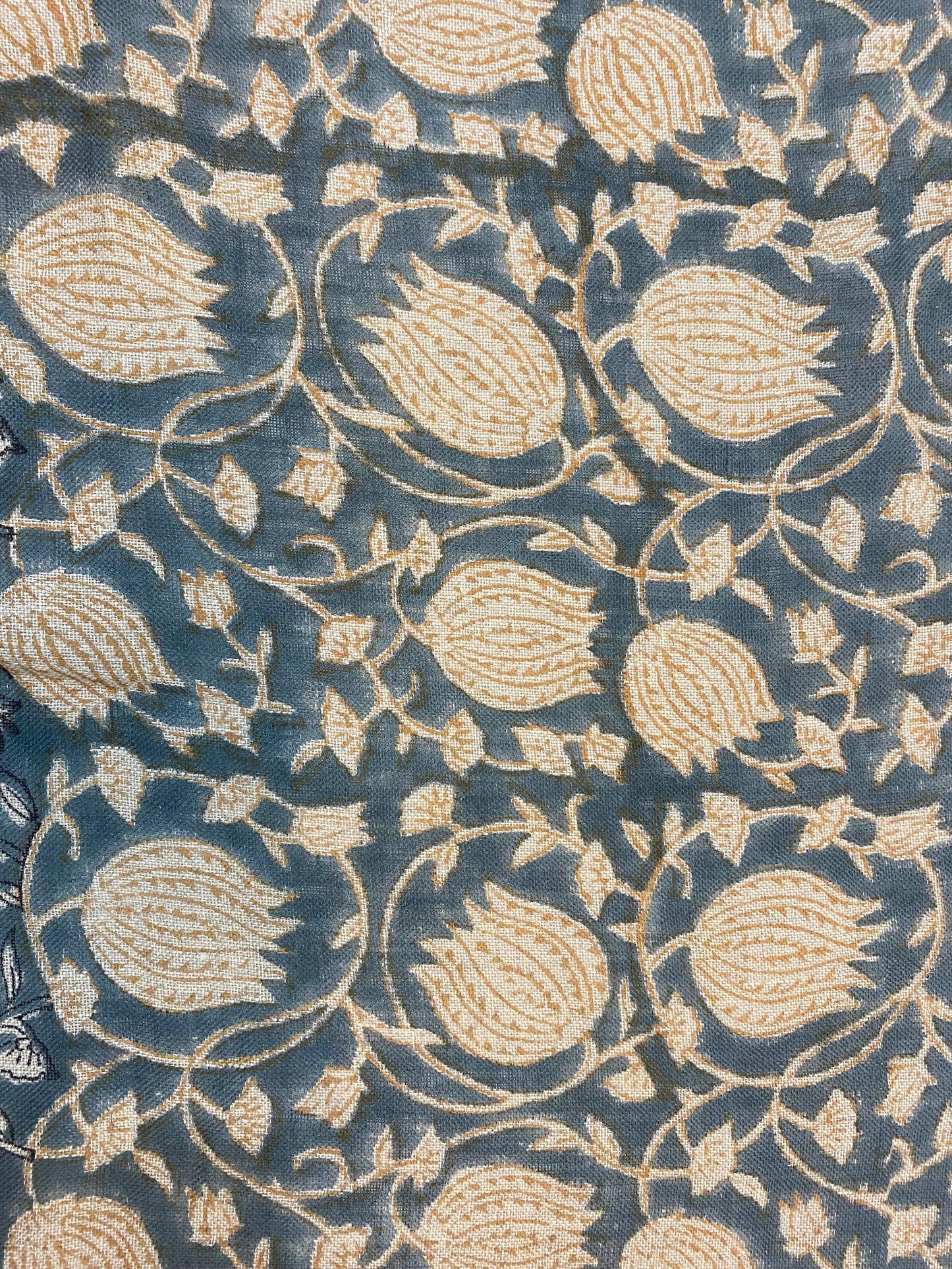 LOTUS || Hand Block Printed Linen Fabric , Home Decor Best Linen Fabric for decor, pillows ,upholstery, curtain Fabric , Chair Fabric Use - Maple Village Lane