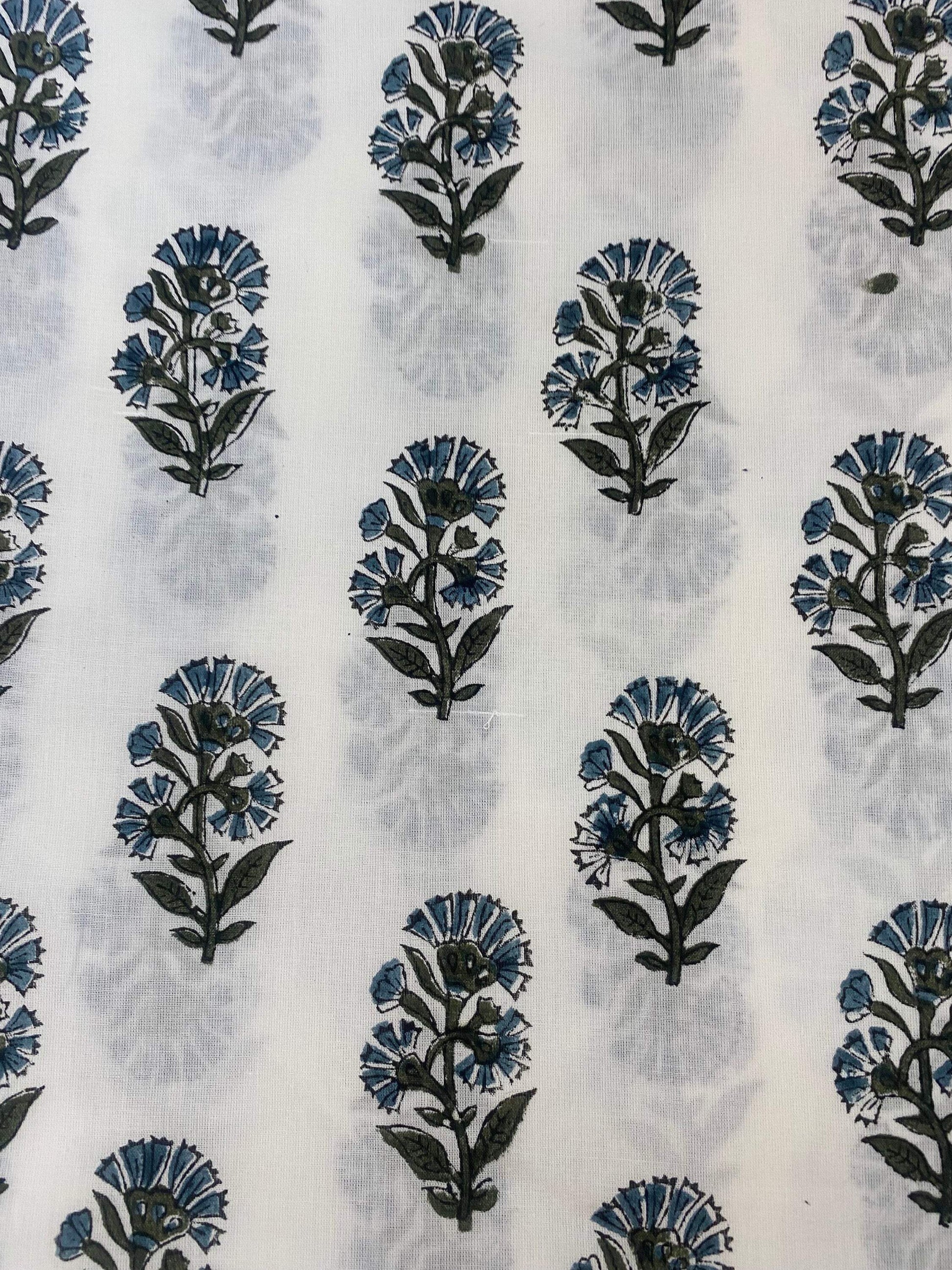 Hand block print, floral print, soft cotton fabric, Fabric modern floral fabric Indian print fabric womens dress fabric, Home Decor Fabric, - Maple Village Lane