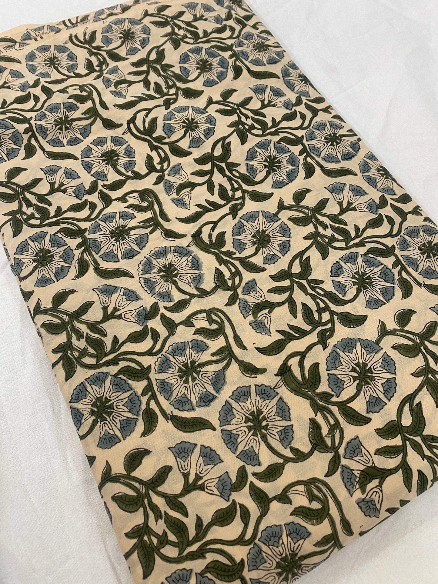 Hand block print, floral print, soft cotton fabric, Fabric modern floral fabric Indian print fabric womens dress fabric, Home Decor Fabric, - Maple Village Lane