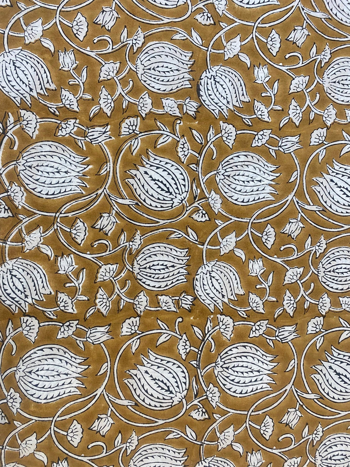 Floral Print Block Print Fabric 100% Cotton Indian Fabric, Hand Printed Natural Vegetable Dye Soft Cotton Woman Dress Fabric By Yard - Maple Village Lane