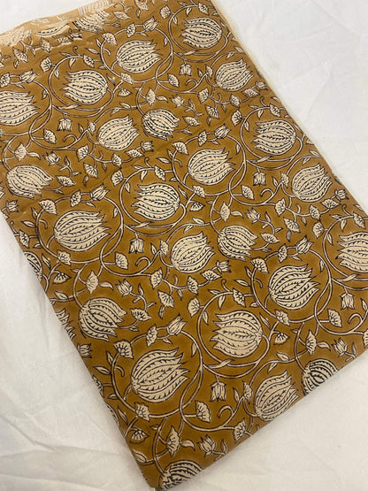 Floral Print Block Print Fabric 100% Cotton Indian Fabric, Hand Printed Natural Vegetable Dye Soft Cotton Woman Dress Fabric By Yard - Maple Village Lane