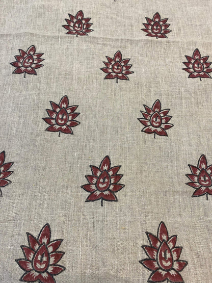 58" inches Indian Hand Block Print Fabric, Indian Linen Fabric, Block Print Fabric, Designer Floral Printing Fabric, Upholstery fabric,