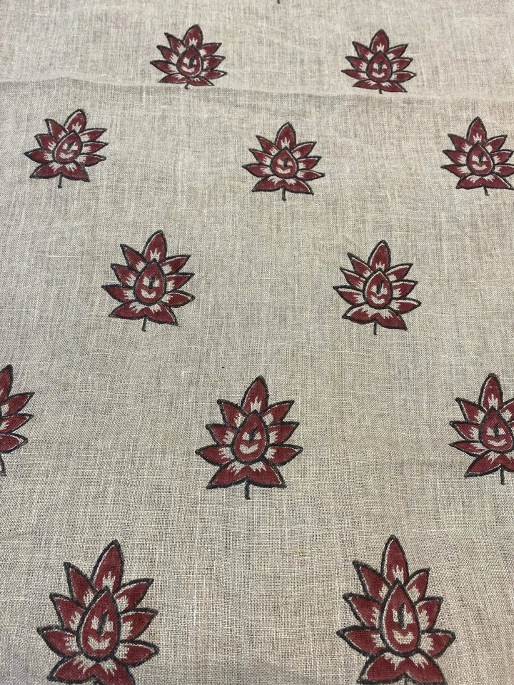 58" inches Indian Hand Block Print Fabric, Indian Linen Fabric, Block Print Fabric, Designer Floral Printing Fabric, Upholstery fabric, - Maple Village Lane