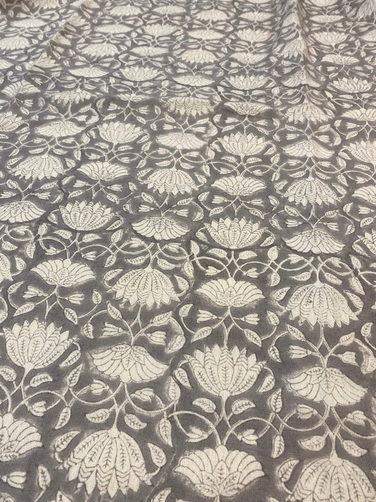 Linen fabric, Fabric by yard, Hand printed fabric, Block Print Fabric, Indian Fabric