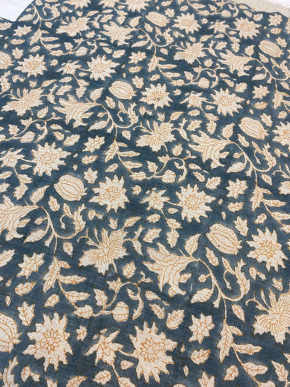 Linen fabric, Fabric by yard, Hand printed fabric, Block Print Fabric, Indian Fabric