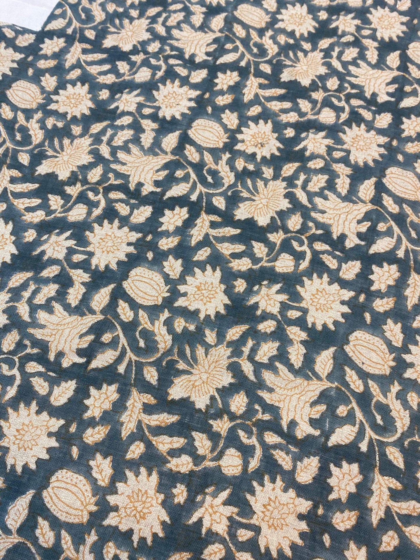 58" inches Hand Block Printed Linen Fabric , Home Decor Best Linen Fabric for decor, pillows ,upholstery, curtain Fabric , Chair Fabric - Maple Village Lane