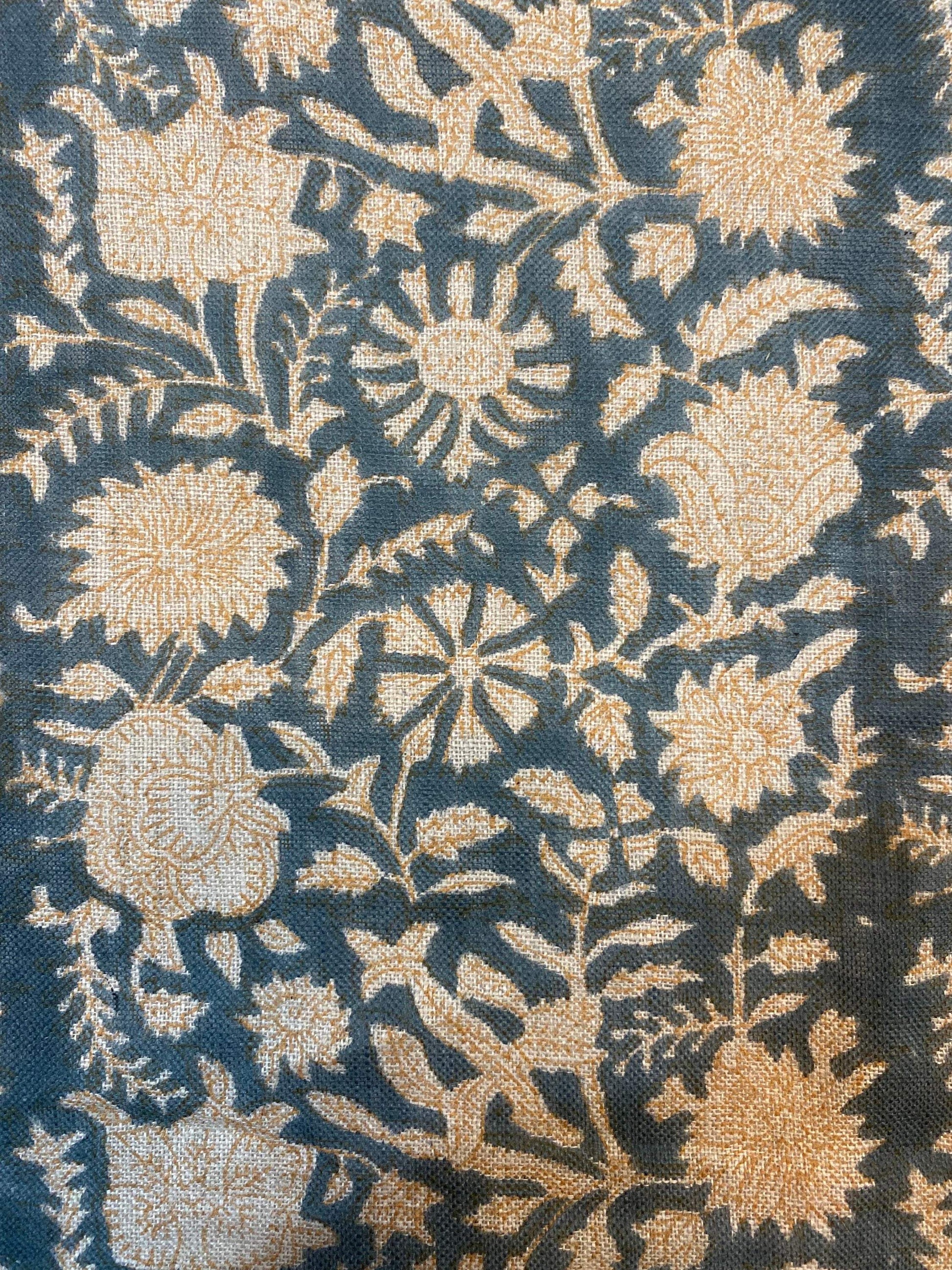 Linen fabric, Fabric by yard, Hand printed fabric, Block Print Fabric, Indian Fabric