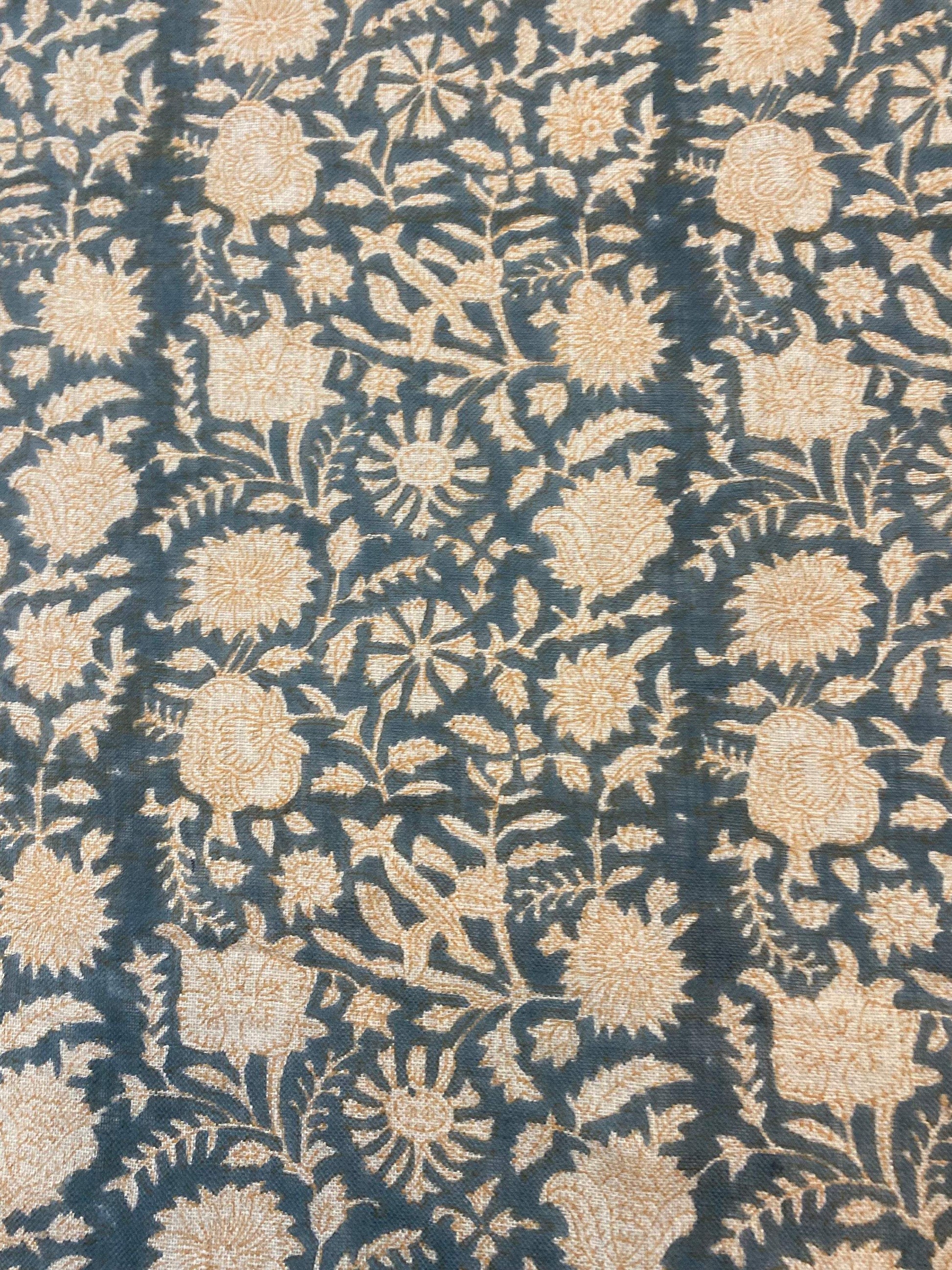 LLOZZI || Hand Block Printed Linen Fabric , Home Decor Best Linen Fabric for Upholstery , pillows ,upholstery, curtain Fabric , Chair Fabric - Maple Village Lane