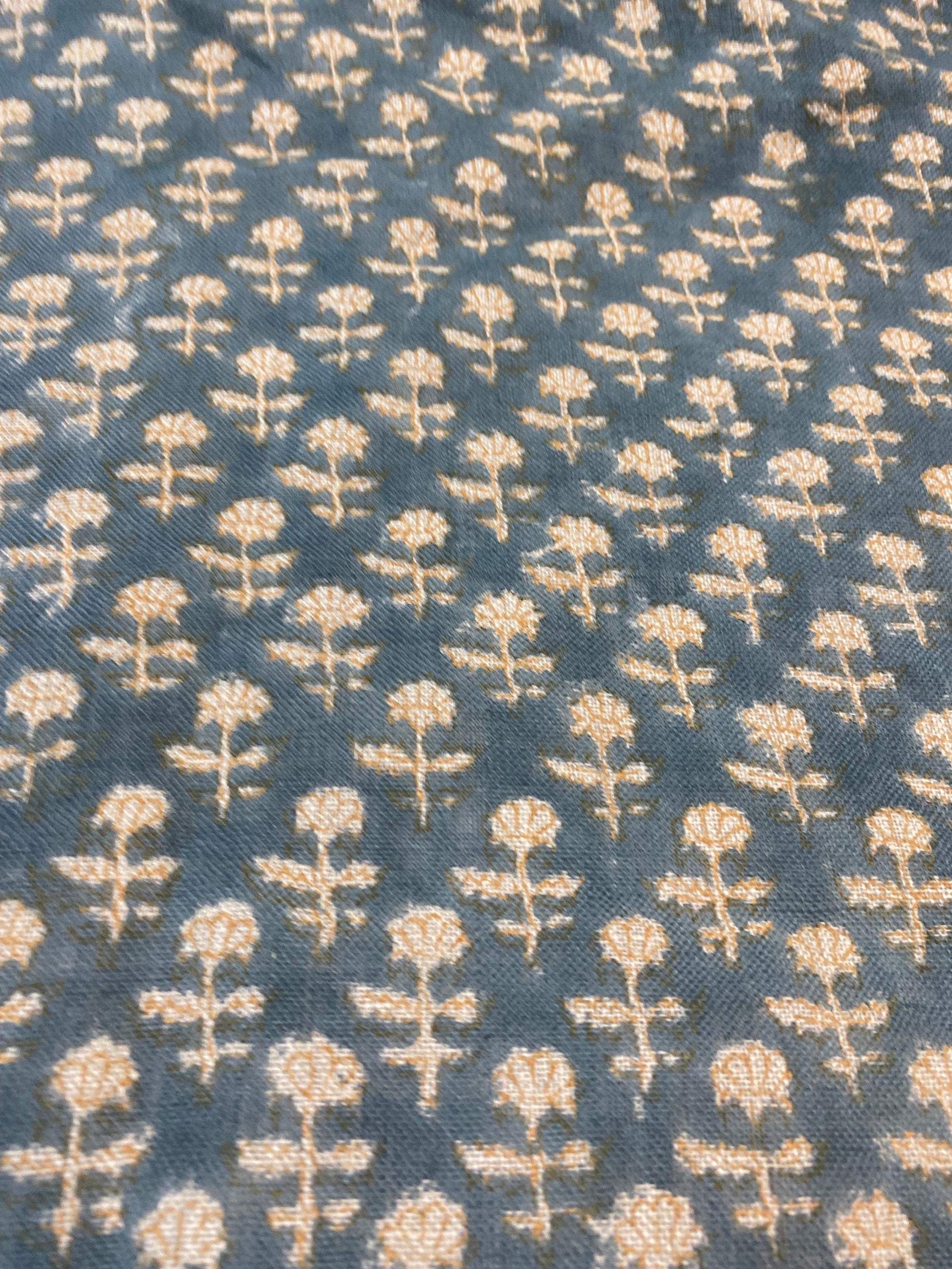 BUTTERFLY || Hand Block Printed Linen Fabric , Home Decor Best Linen Fabric for decor, pillows ,upholstery, curtain Fabric , Chair Fabric - Maple Village Lane