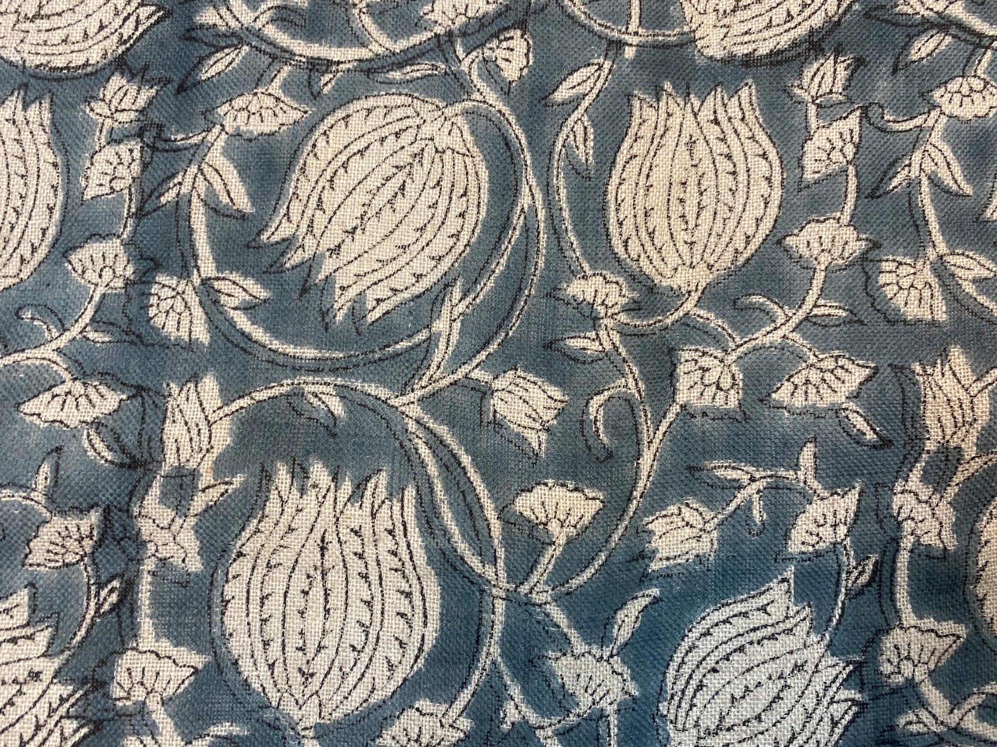 LOTUS || Hand Block Printed Linen Fabric , Home Decor Best Linen Fabric for decor, pillows ,upholstery, curtain Fabric , Chair Fabric - Maple Village Lane