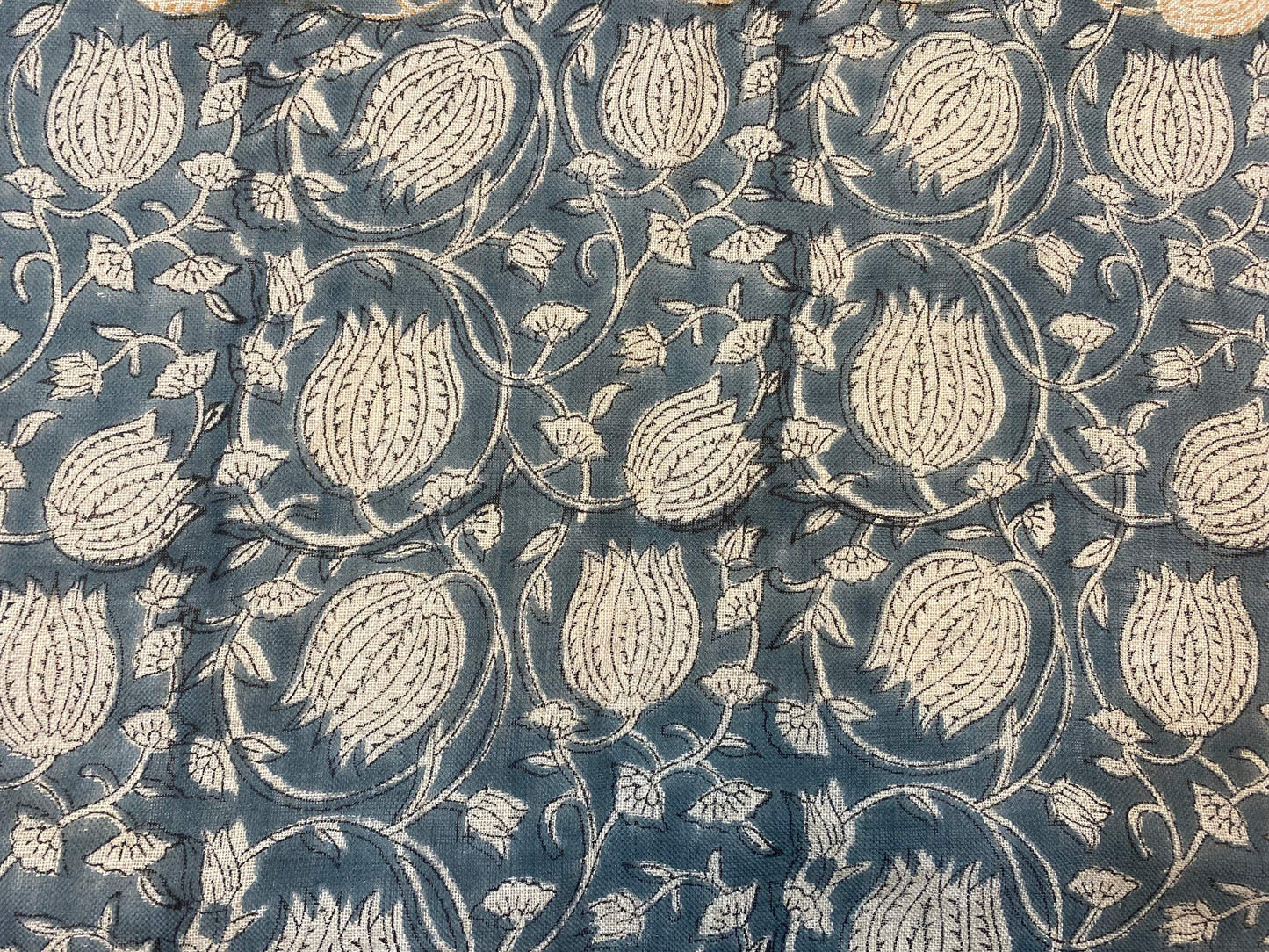 LOTUS || Hand Block Printed Linen Fabric , Home Decor Best Linen Fabric for decor, pillows ,upholstery, curtain Fabric , Chair Fabric - Maple Village Lane