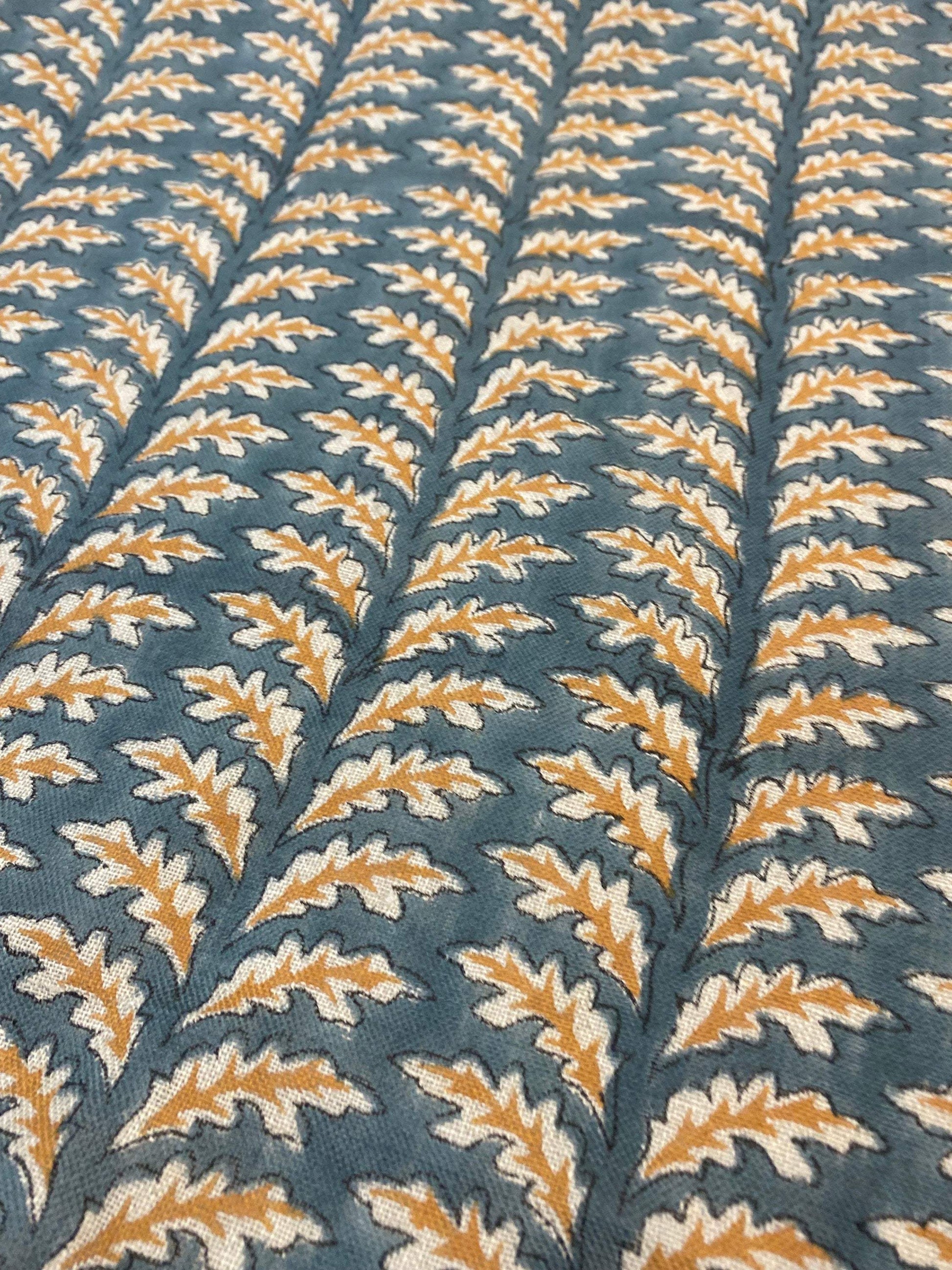 LILLIAN || Hand Block Printed Linen Fabric , Home Decor Best Linen Fabric for decor, pillows ,upholstery, curtain Fabric , Chair Fabric - Maple Village Lane