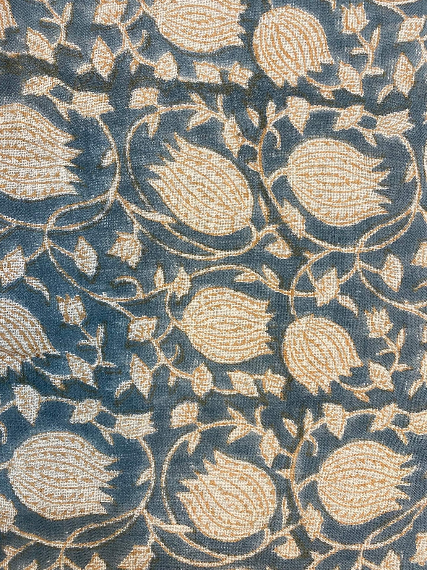 LOTUS || Hand Block Printed Linen Fabric , Home Decor Best Linen Fabric for decor, pillows ,upholstery, curtain Fabric , Chair Fabric Use - Maple Village Lane