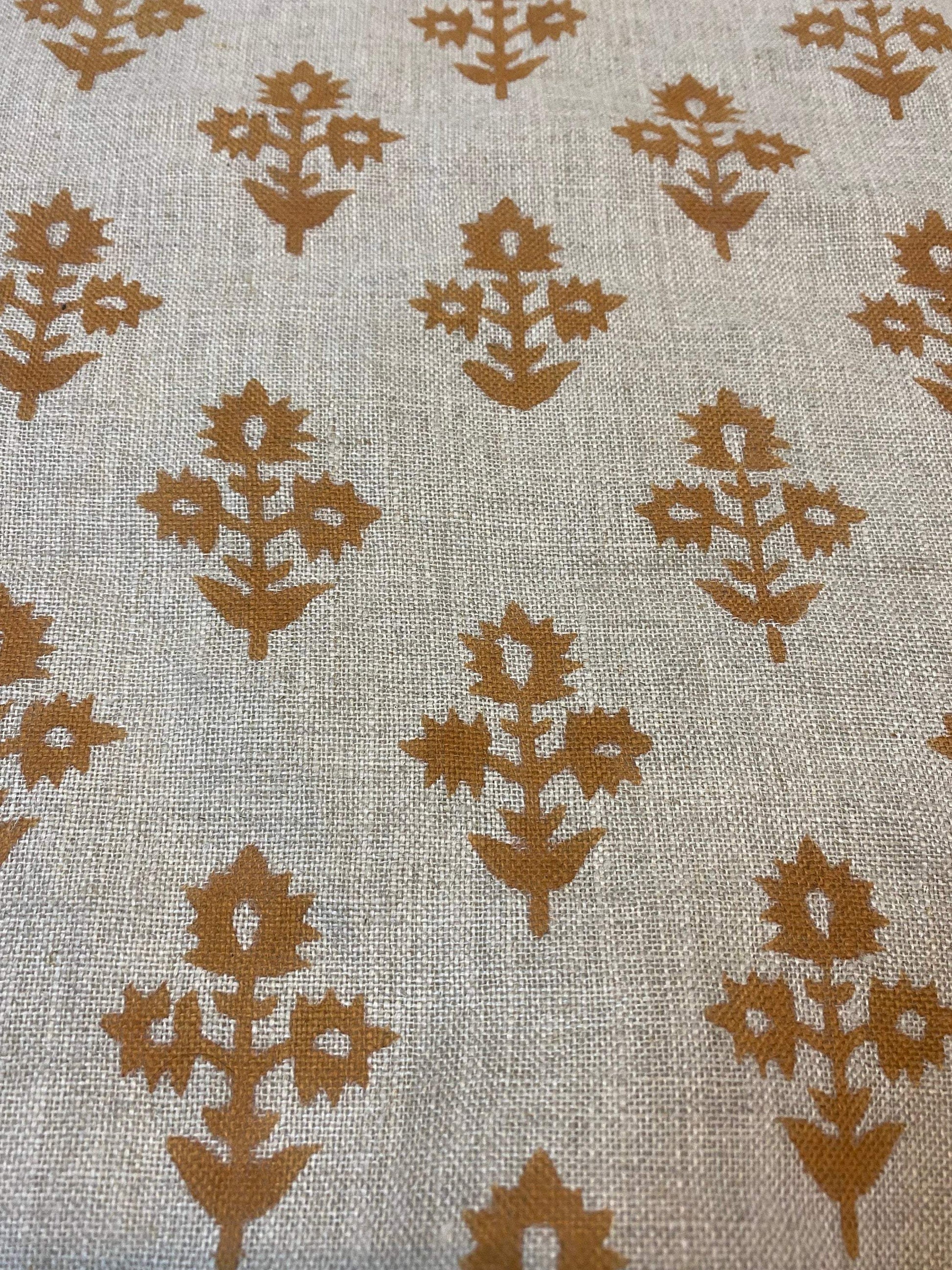 CHOLLEE || Hand Block Printed Linen Fabric , Home Decor Best Linen Fabric for decor, pillows ,upholstery, curtain Fabric , Chair Fabric Use - Maple Village Lane