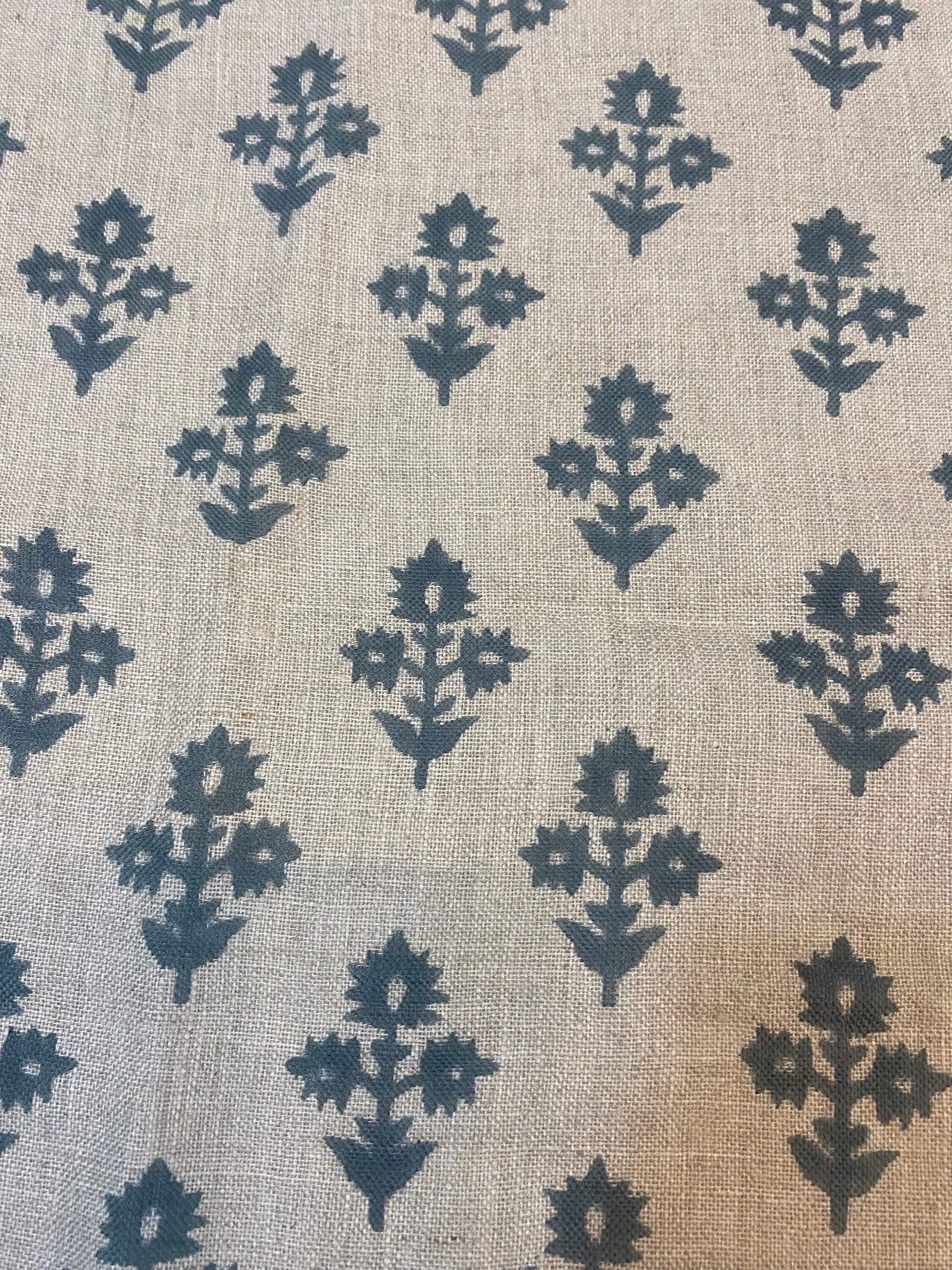 CHOLLE || Hand Block Printed Linen Fabric , Home Decor Best Linen Fabric for decor, pillows ,upholstery, curtain Fabric , Chair Fabric USE - Maple Village Lane