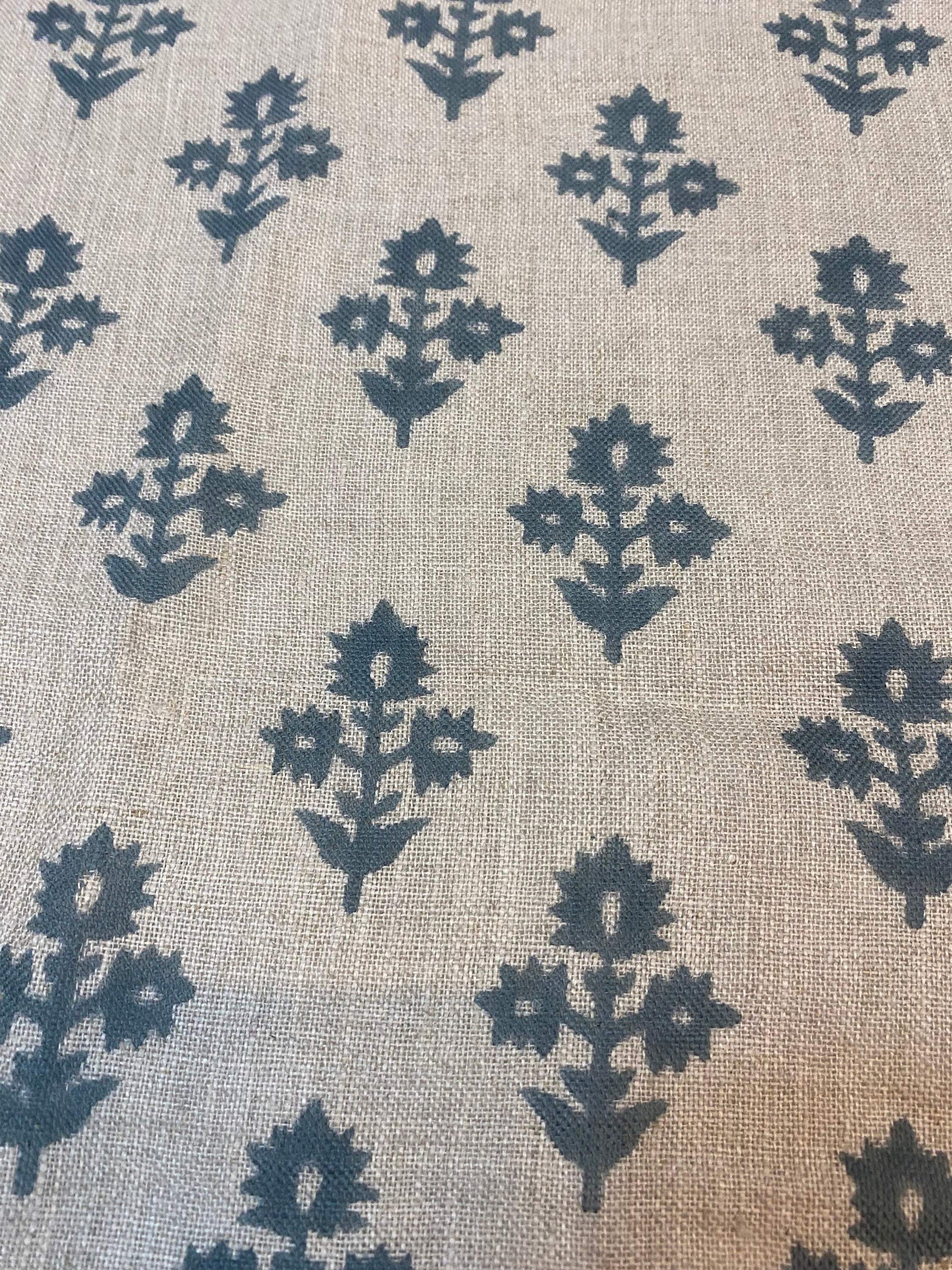 CHOLLE || Hand Block Printed Linen Fabric , Home Decor Best Linen Fabric for decor, pillows ,upholstery, curtain Fabric , Chair Fabric USE - Maple Village Lane