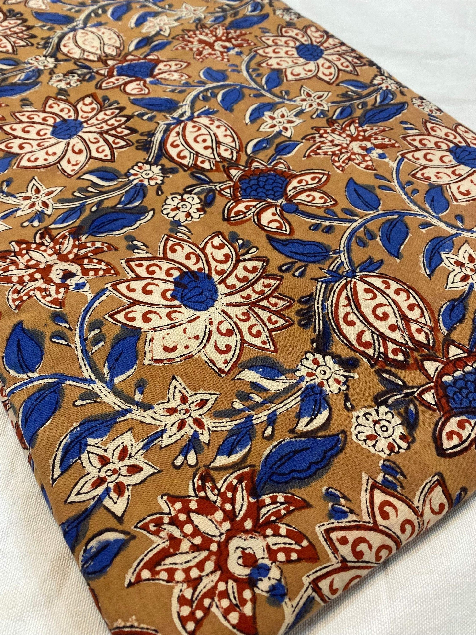 Beautiful Hand Block Printed Fabric, Cotton Fabric, Indian Fabric, fabric by yard, Block Printed Cotton womens clothing - Maple Village Lane