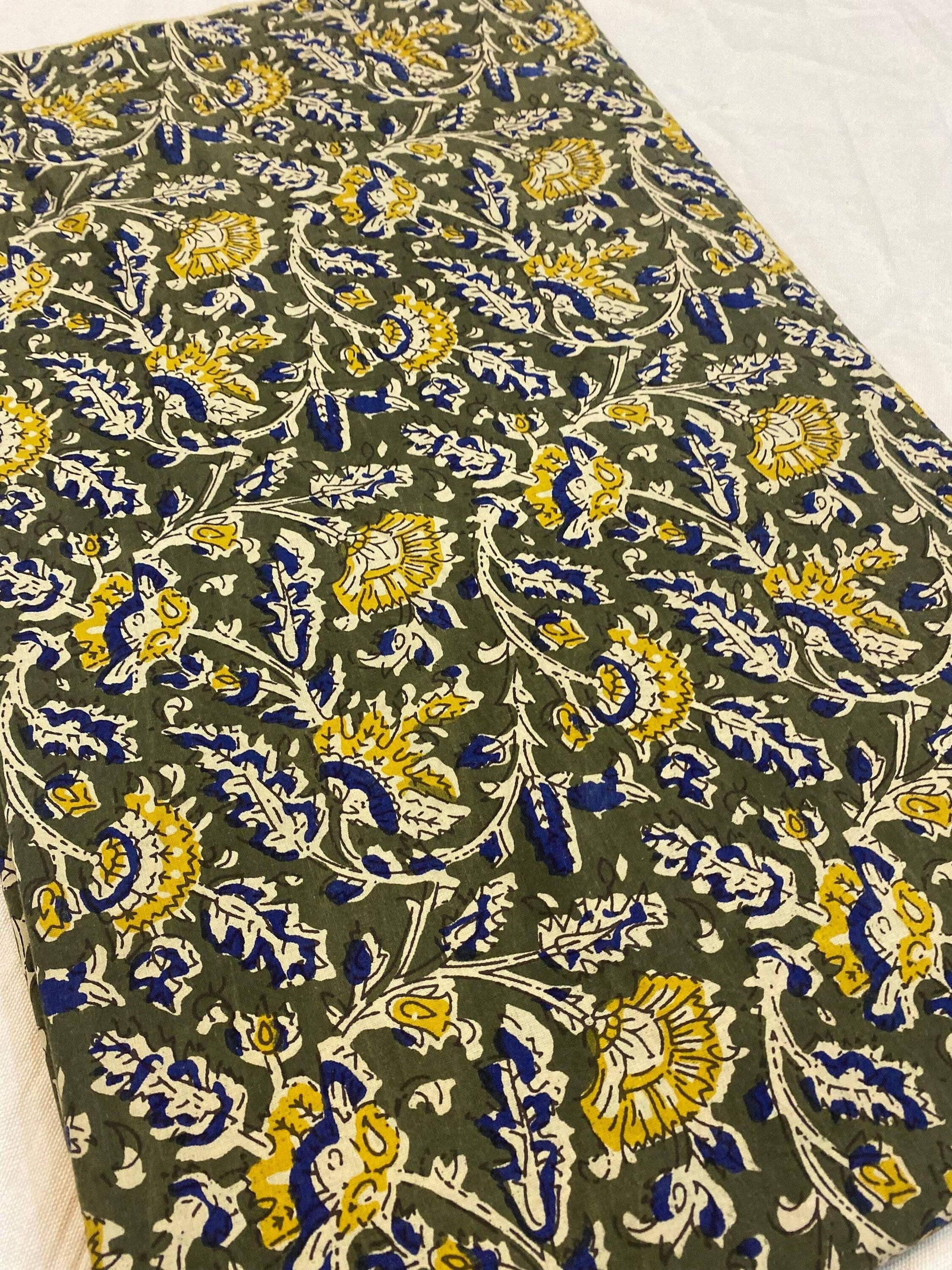 Beautiful Hand Block Printed Fabric, Cotton Fabric, Indian Fabric, fabric by yard, Block Printed Cotton womens clothing - Maple Village Lane