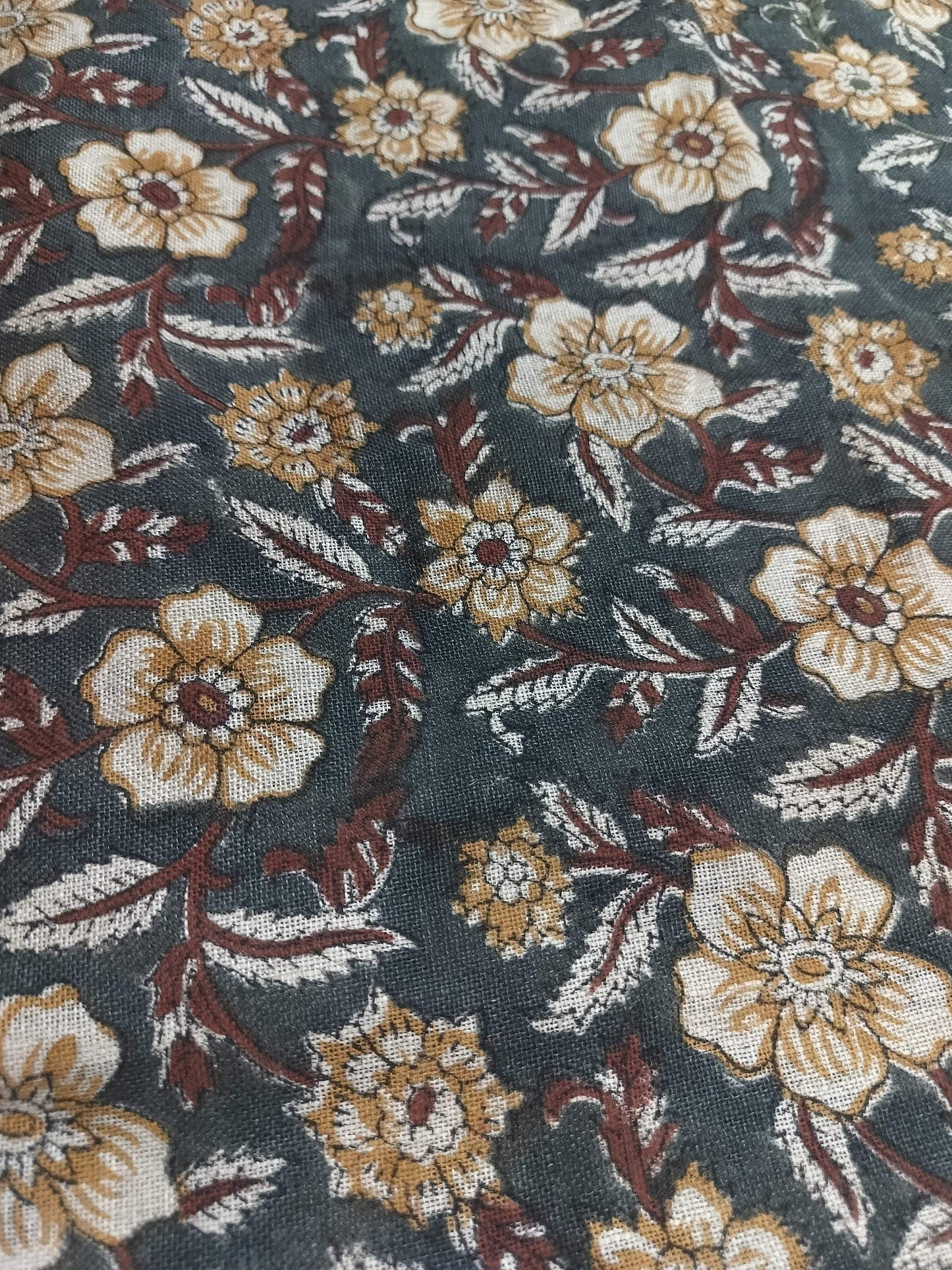 58" inches Indian Hand Block Print Fabric, Indian Linen Fabric, Block Print Fabric, Designer Floral Printing Fabric, Upholstery fabric,