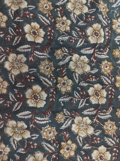 58" inches Indian Hand Block Print Fabric, Indian Linen Fabric, Block Print Fabric, Designer Floral Printing Fabric, Upholstery fabric,