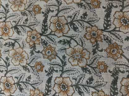 58" inches Indian Hand Block Print Fabric, Indian Linen Fabric, Block Print Fabric, Designer Floral Printing Fabric, Upholstery fabric,