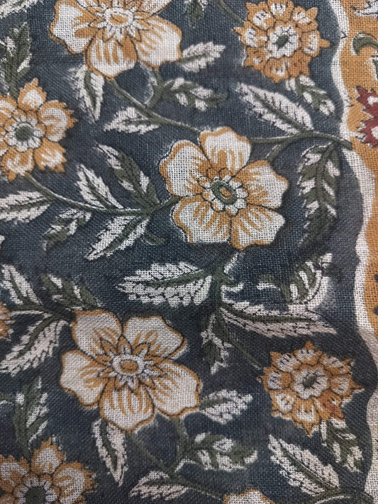 Linen fabric, Fabric by yard, Hand printed fabric, Block Print Fabric, Indian Fabric