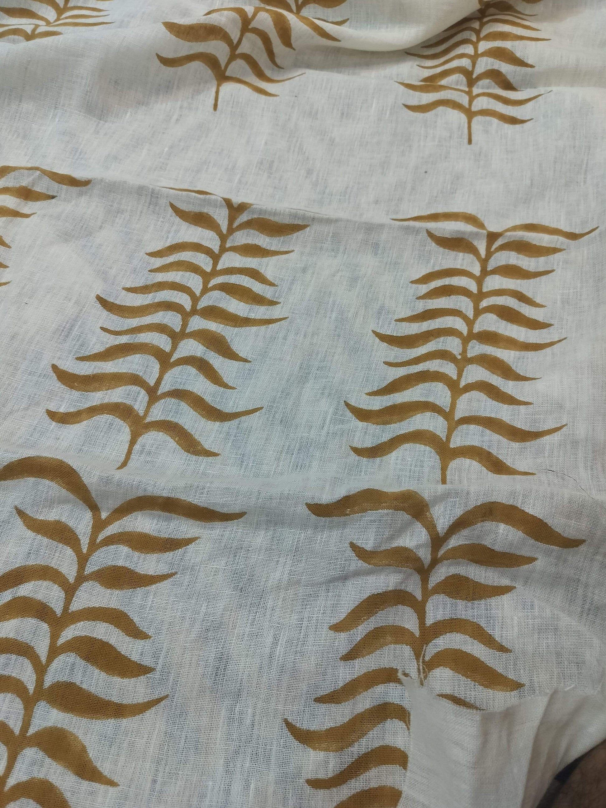 Linen fabric, Fabric by yard, Hand printed fabric, Block Print Fabric, Indian Fabric