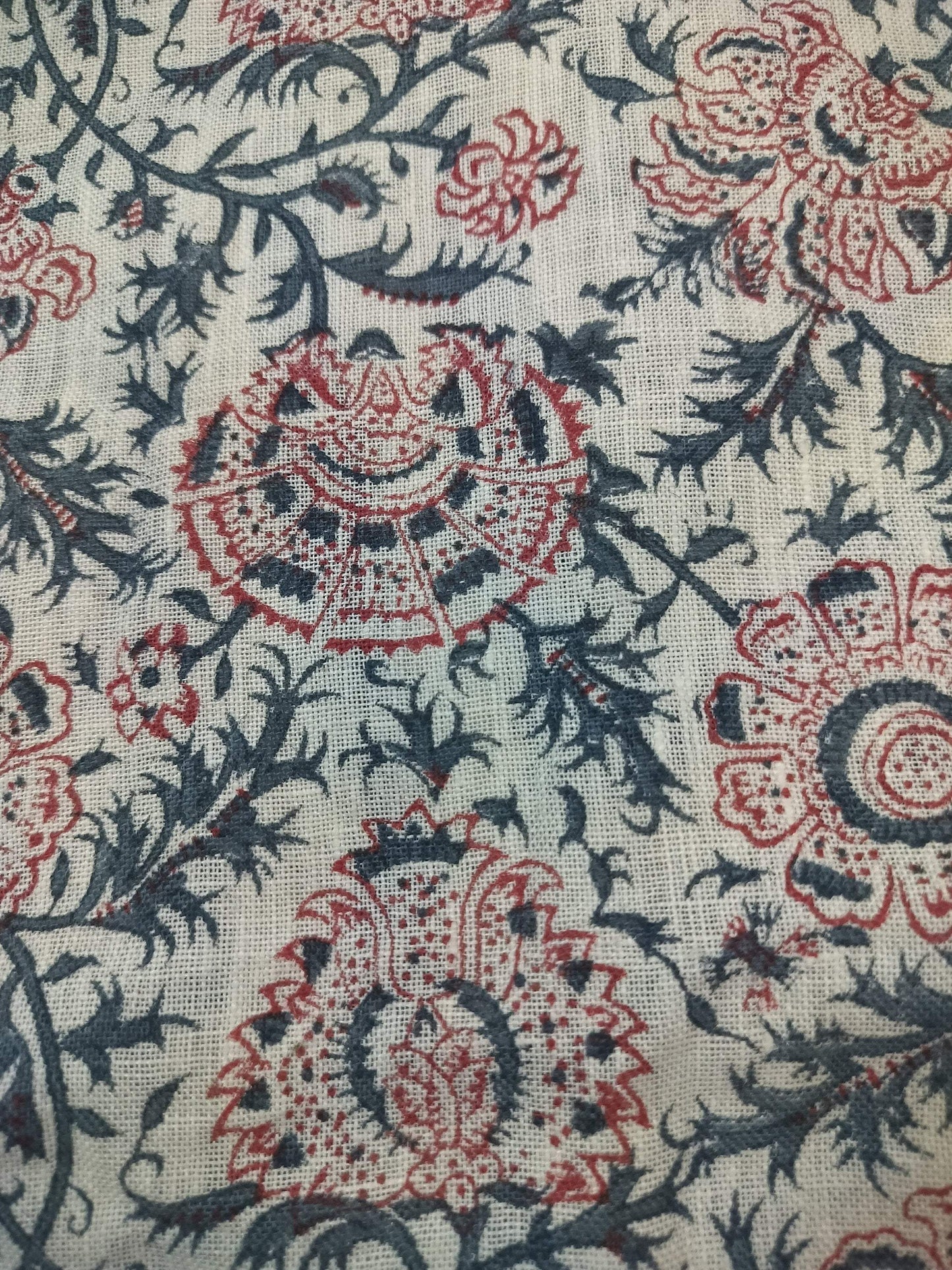 Hand Block Print Fabric, Indian Linen Fabric, Block Print Fabric, Designer Floral Printing Fabric, Upholstery fabric, Home decor Fabric - Maple Village Lane